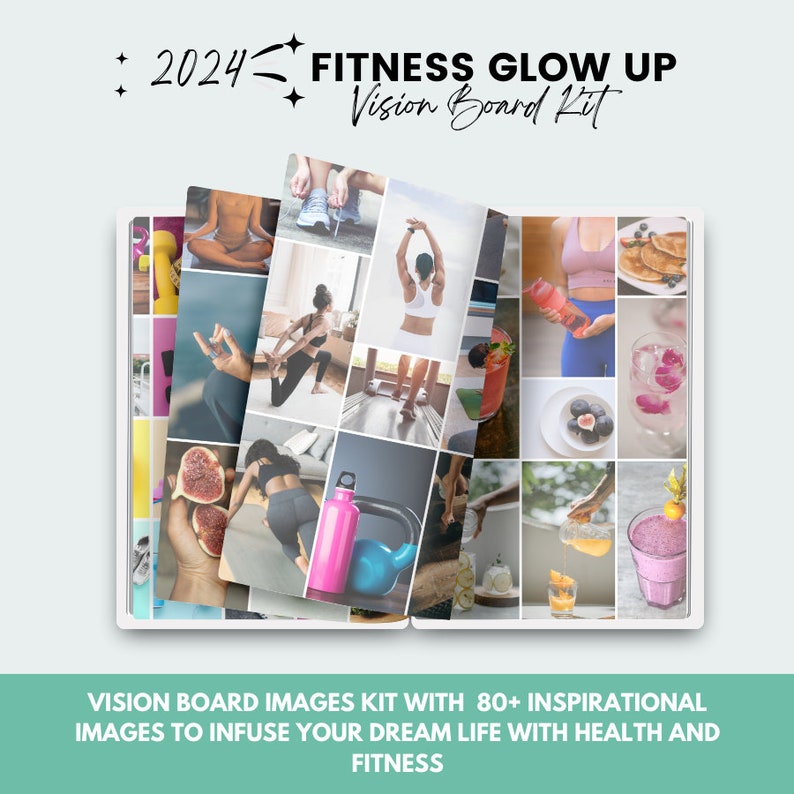 2024 Fitness Glow up Vision Board Bundle Printable Fitness Template ...