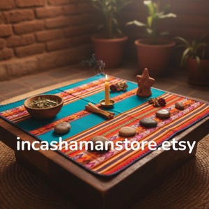 Turquoise mesa cloth, shaman mesa cloth, shaman mesa , mesa carrier, mesa altar, inca shaman mesa, 57 cm x 50 cm (22.44 in x 19.68 in)