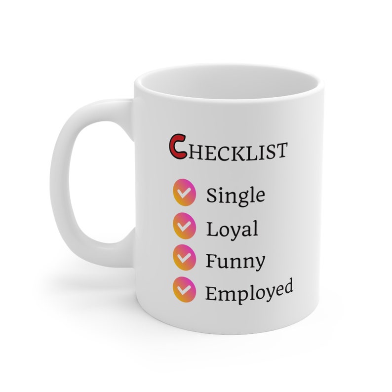 Single Checklist for Men Woman Guy Girl Funny Love Ceramic - Etsy