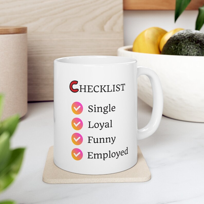 Single Checklist for Men Woman Guy Girl Funny Love Ceramic - Etsy