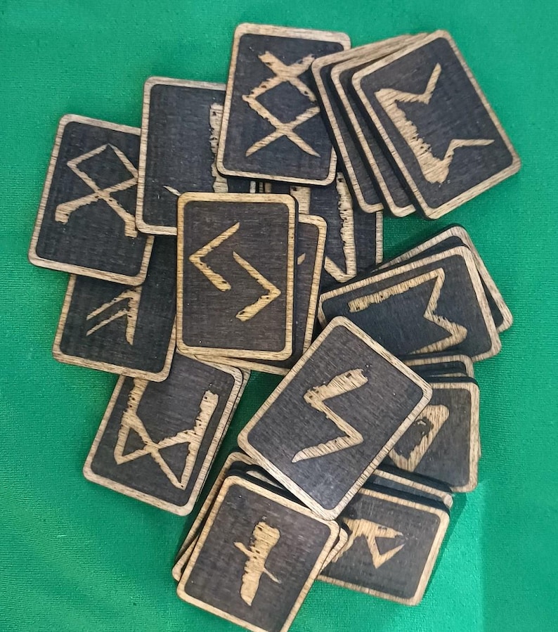 Cut Back Runes Mini Elder Futhark Runes Set, Laser Cut Plywood, Personalized Bag ...