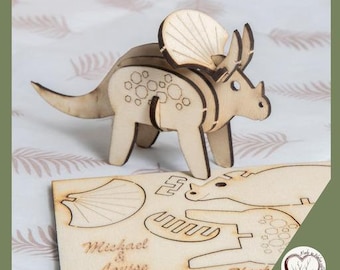 wedding favours, gifts, children, laser cut, personalised, dinosaur wedding favours, 3d dinosaur for kids