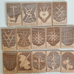 Cartes de tarot Arcanes mineurs épées costume contreplaqué gravé au laser spiritualité sorcellerie divination