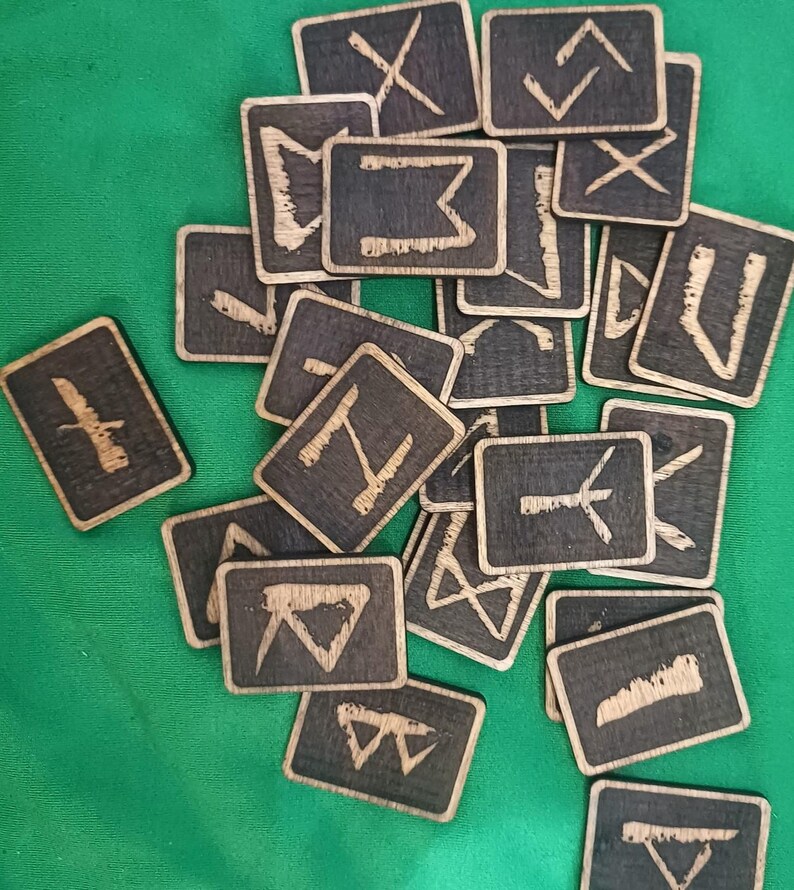 Cut Back Runes Mini Elder Futhark Runes Set, Laser Cut Plywood, Personalized Bag ...