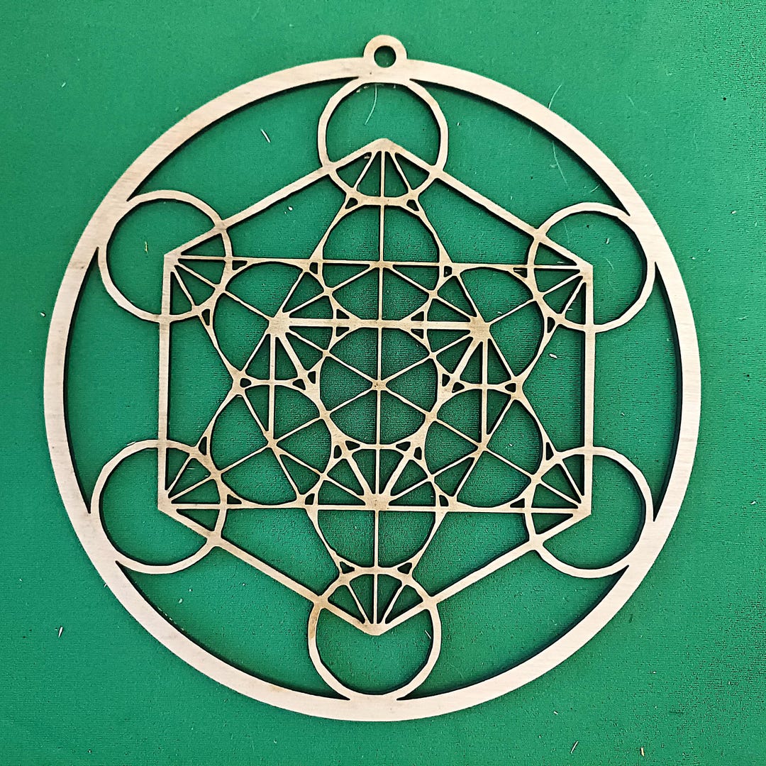 3D メタトロンキューブ Laser Engraved Metatrons Cube, Sacred Geometry, Wood Wall Hanging