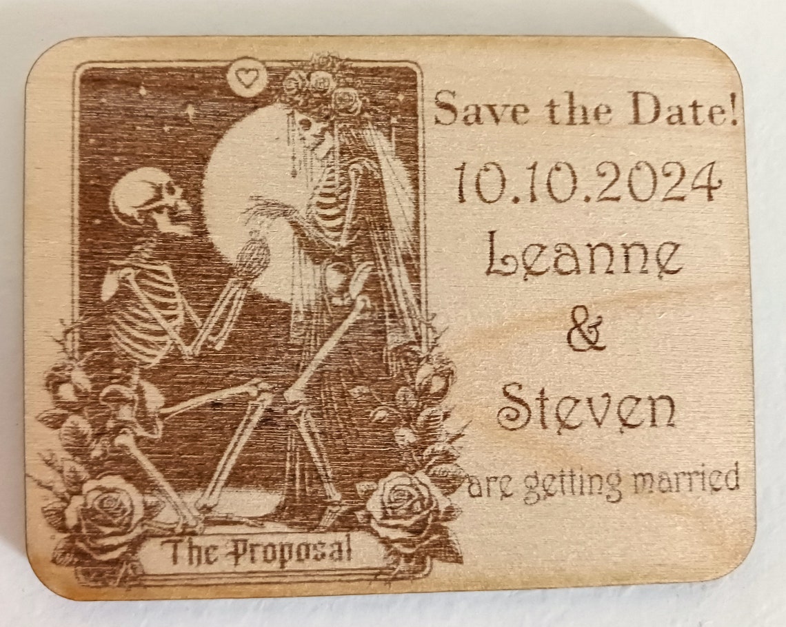 Gothic Tarot Style Wedding Save the Date Fridge Magnets. Skeleton ...