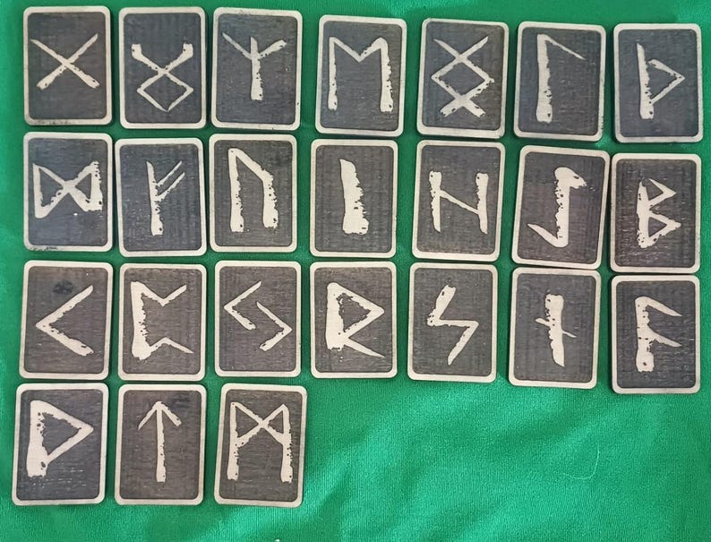 Cut Back Runes Mini Elder Futhark Runes Set, Laser Cut Plywood, Personalized Bag ...