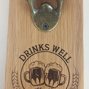 Solid oak beer bottle opener, wall decor, bottle opener sign, personalised, man cave gift, wooden wall hanging