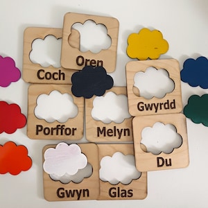 Gales colores educación estilo montesorri plantillas y juguete de aprendizaje Cymru