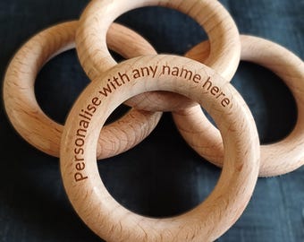 Beech Teething ring, Sensory ring