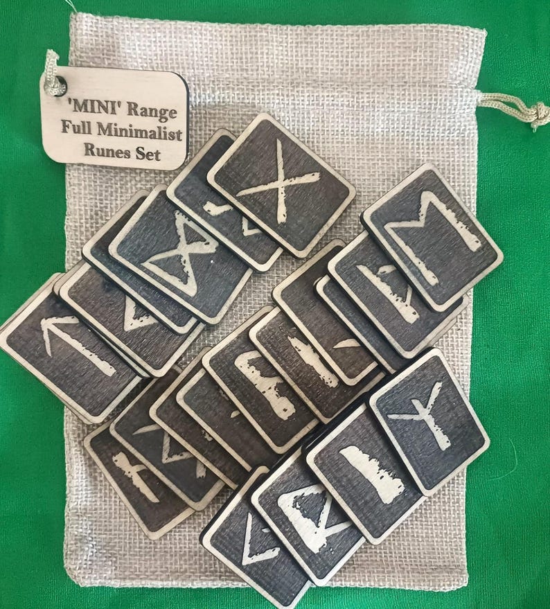 Cut Back Runes Mini Elder Futhark Runes Set, Laser Cut Plywood, Personalized Bag ...