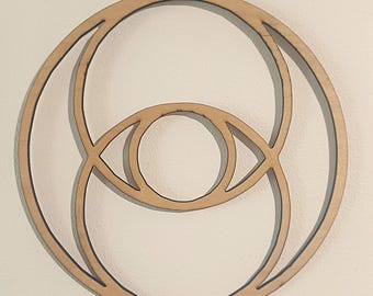 Houten wandhanger Heilige Geometrie, decor Vesica Piscis