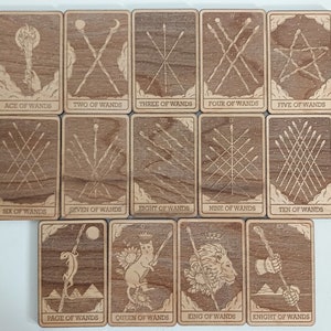 Cartes de tarot Arcanes mineurs Baguettes costume Gravure au laser spiritualité divination sorcellerie
