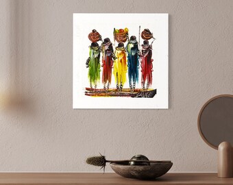 Handmade Oil Painting, Masai Tribe, African Art Canvas, One of a Kind, Painted in Tanzania