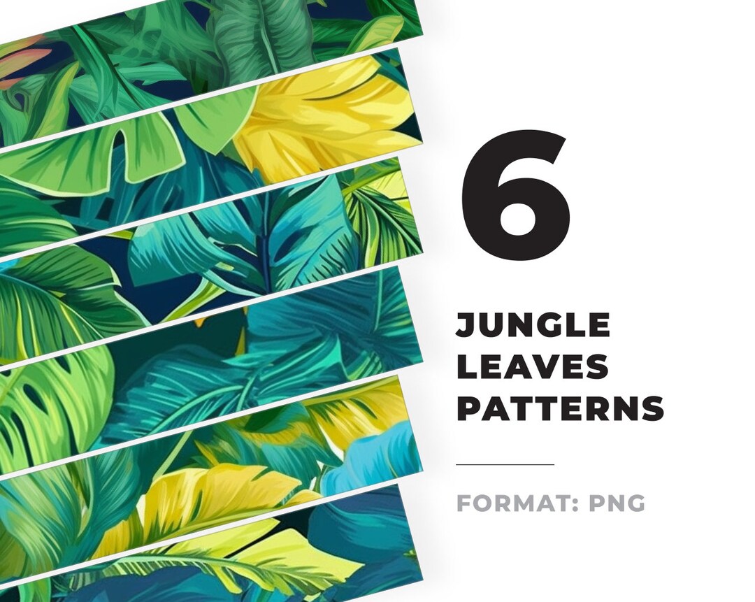 Jungle Leaves Patterns Giant Green Leaf Patterns Digital Etsy