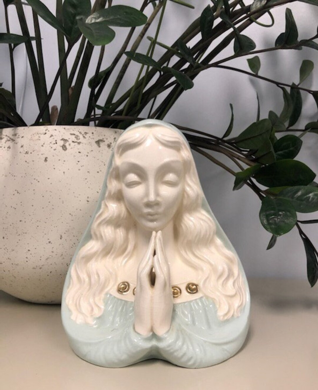 Vintage Praying Madonna Bust Statue Etsy