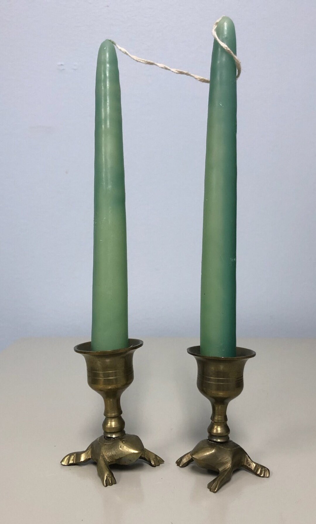 Vintage Brass Frog Candlestick Holder Set Etsy