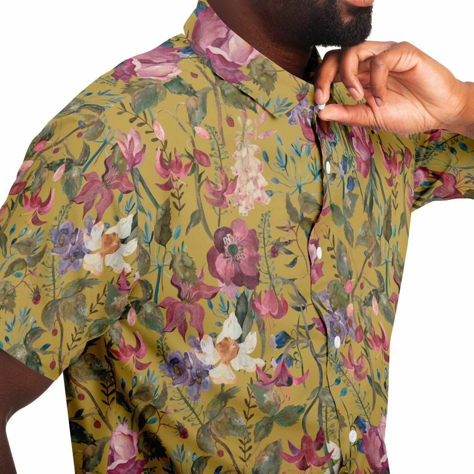 Women Vintage Flower Button Up Raw Edge Linen Shirt