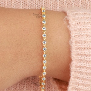 Ronde moissaniet tennisarmband 14k gouden ring set diamanten tennisarmband delicate gelaagdheid armband moissanite ring armband voor vrouwen