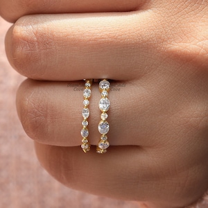 Lab Grown Diamond Wedding Band Oval Full Eternity Band Stackable Matching Band Oval Round Diamond Band Gold Promise Ring Anniversary Ring