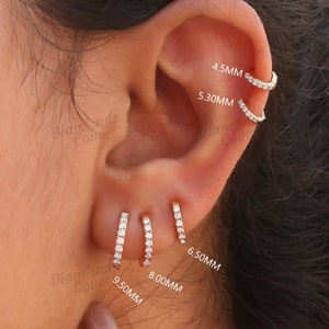 Lab Diamond Earrings Cartilage Earring Huggie Hoop Earrings Lab Grown Diamond Earrings Helix Earrings Small Hoop Earrings Gold Earrings