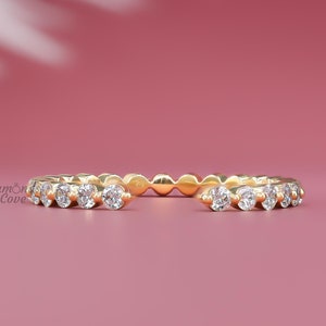 Offener Ehering Farbloser Moissanit Offener Ehering Bubble Prong Set Ring Diamant-Verlobungsring Einzigartiger 14k Goldring Zierliches BandGeschenk