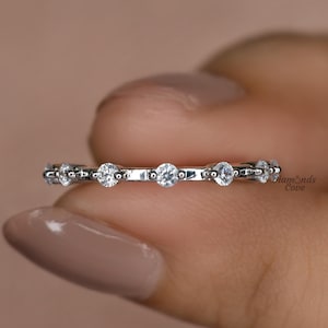 Round Lab Grown Diamond Wedding Band 3/4th Eternity Round Band 1.50 MM Round Lab Created Diamond Band Matching Band Floating Bubble Band