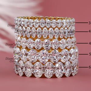 Oval Moissanite Full Eternity Band 14K Solid Gold Moissanite Wedding Band Oval Wedding Band Stacking Oval Women&#39;s Band For Anniversary Gifts