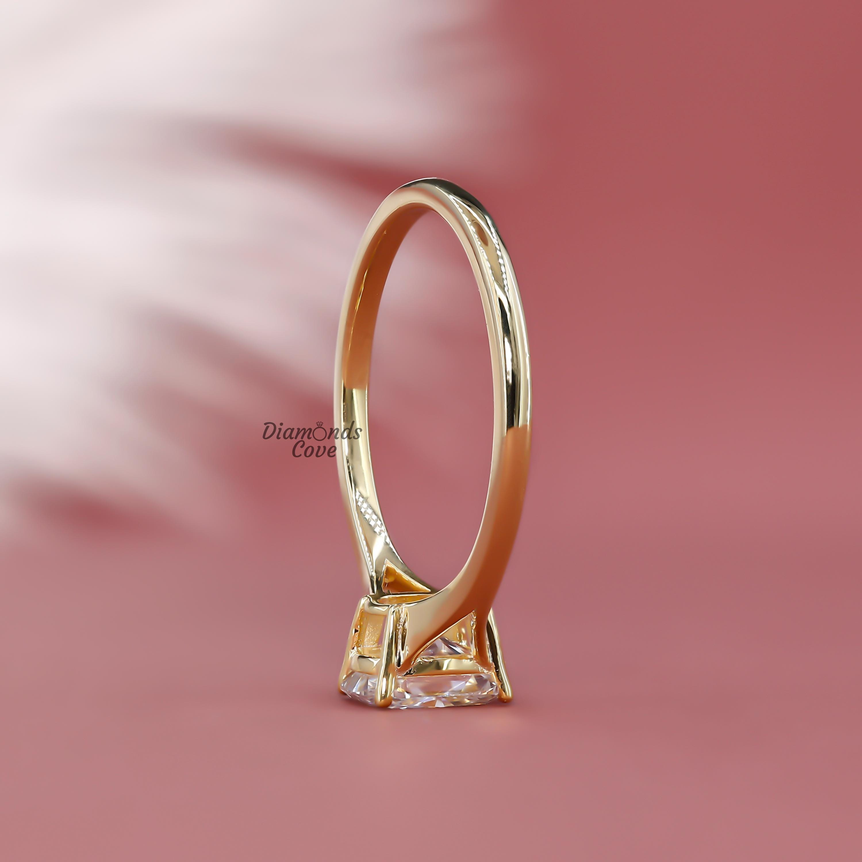 Cushion Cut Moissanite Engagement Ring Split Shank Solitaire Ring ...