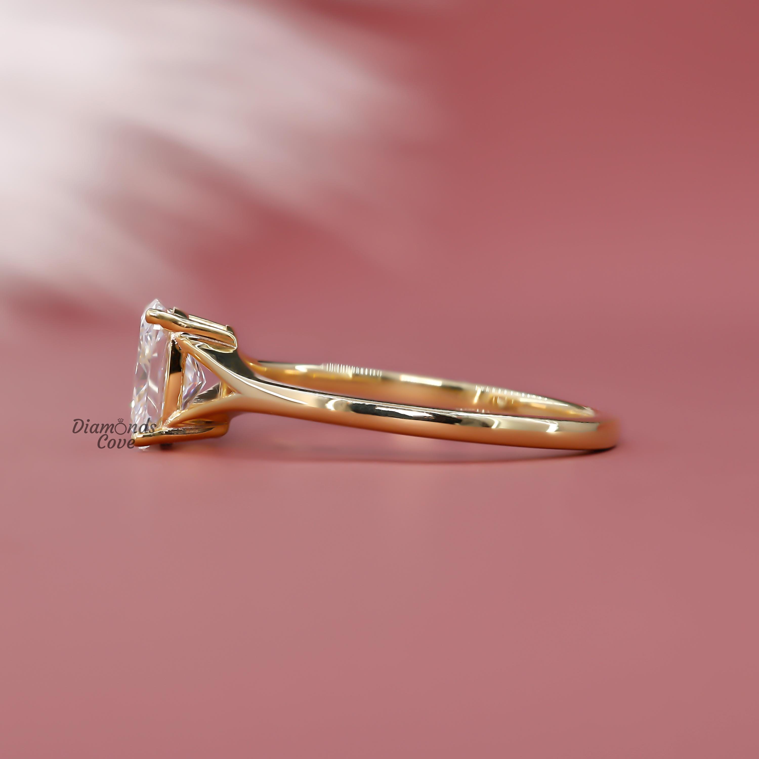 Cushion Cut Moissanite Engagement Ring Split Shank Solitaire Ring ...