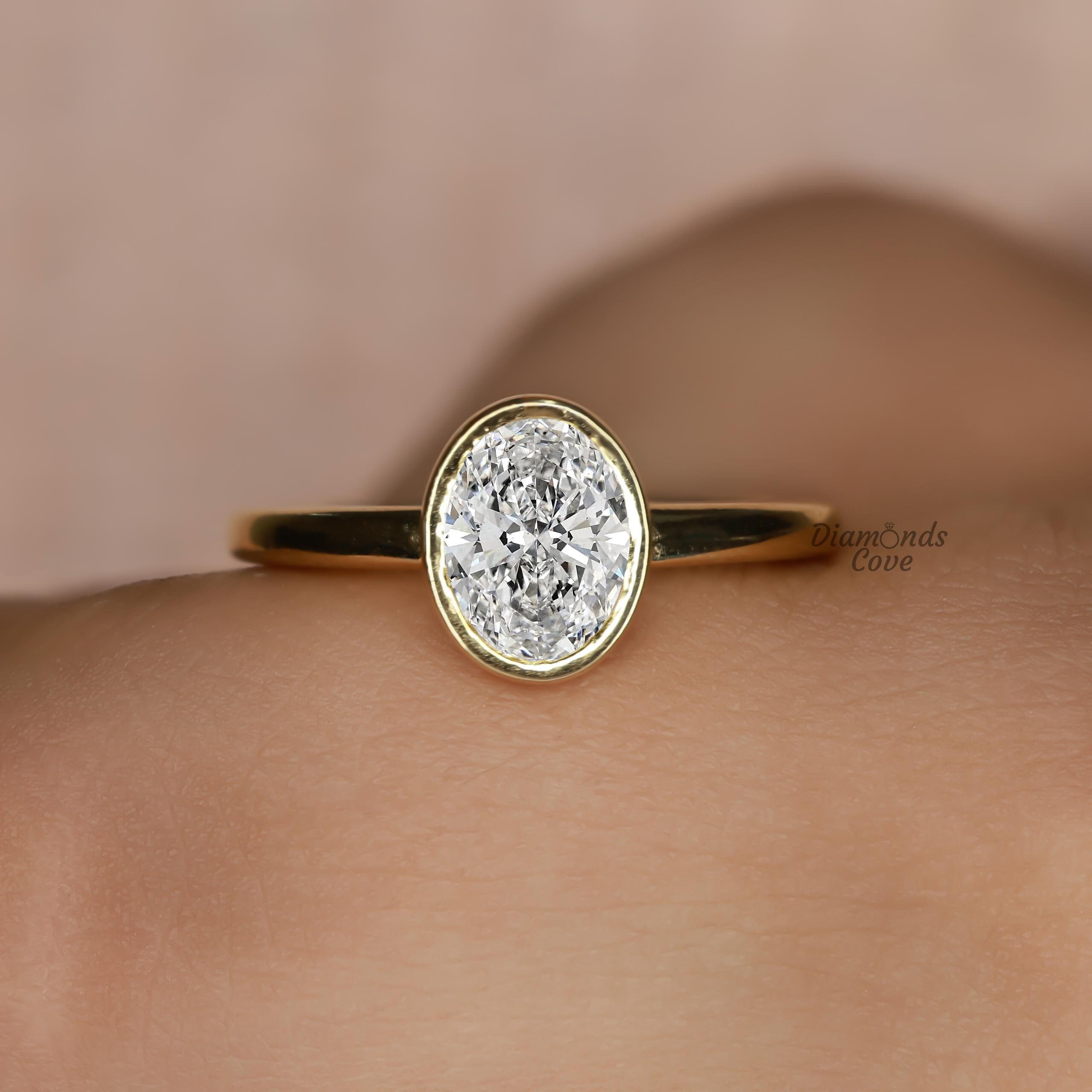 プラチニウムゴールド 2 1.50カラット オーバルカット ラボグロウン エンゲージリング