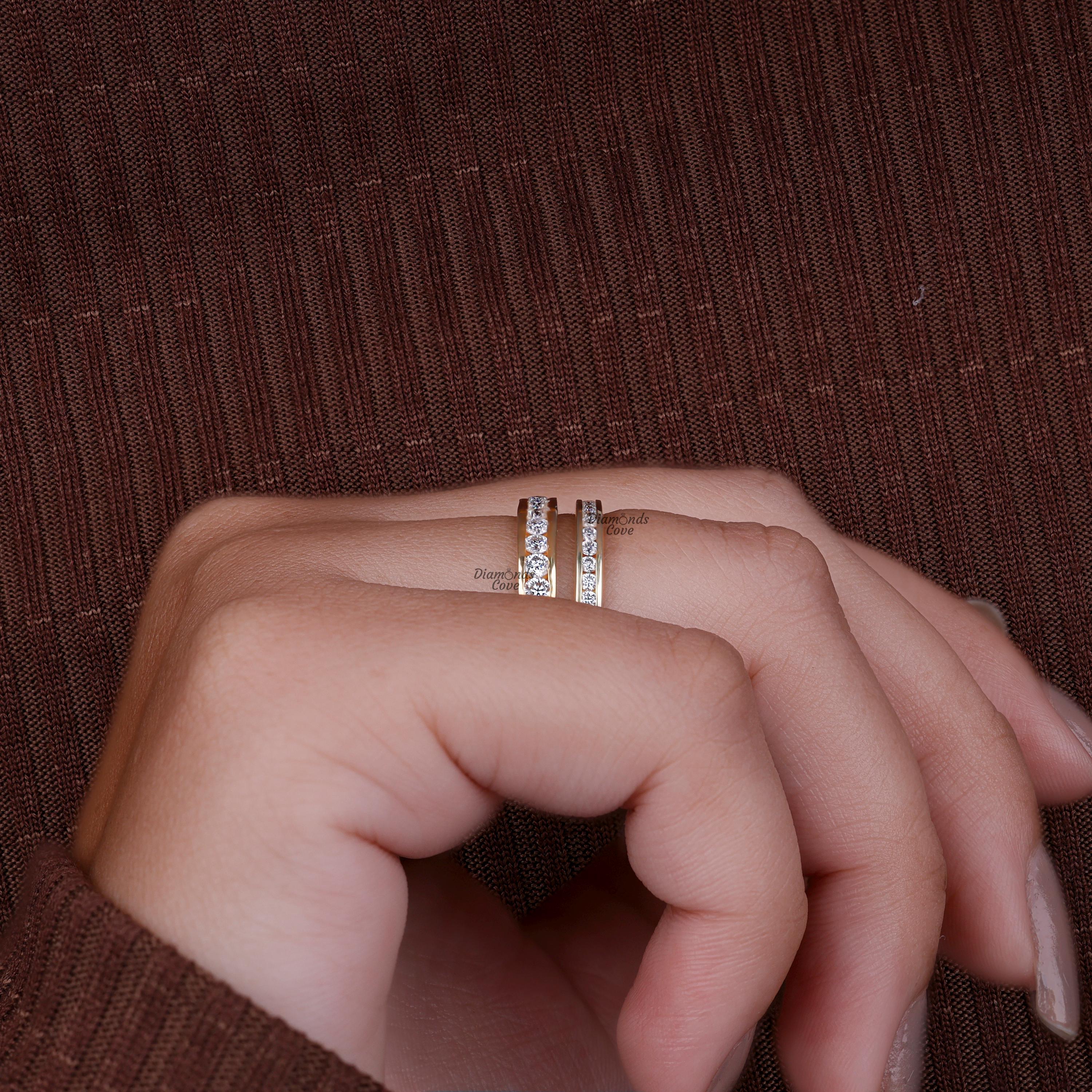 Round Cut Moissanite Channel Set Half Eternity Band 14K Gold Proposal ...