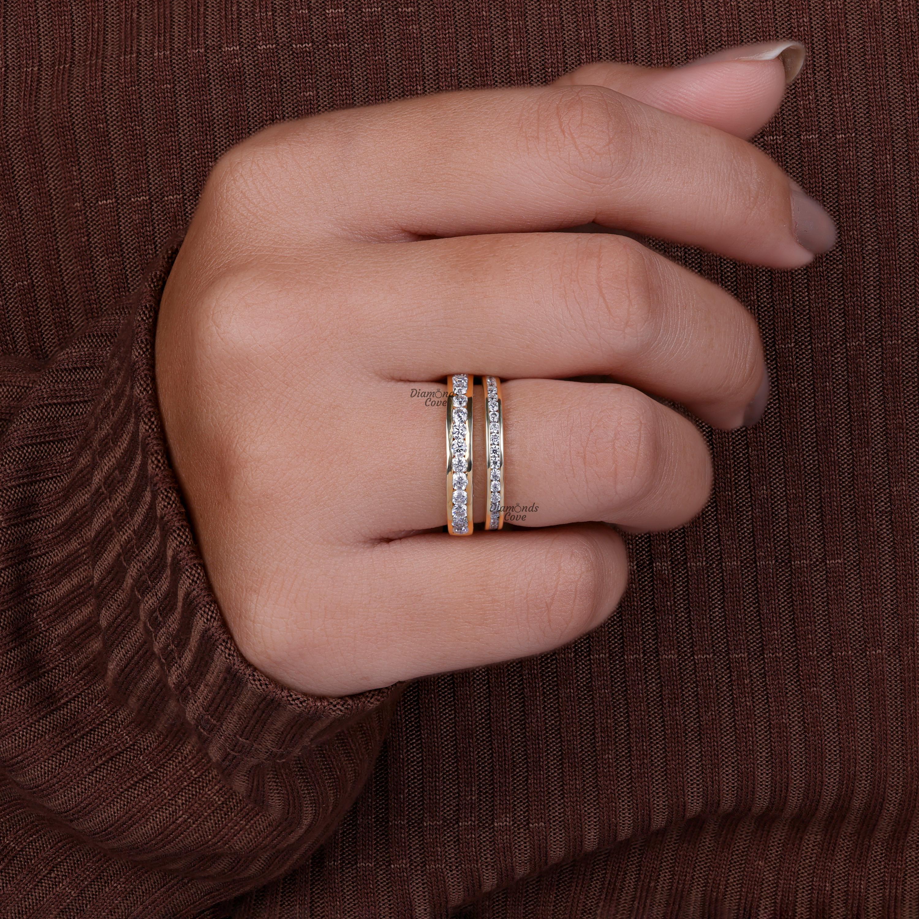 Round Cut Moissanite Channel Set Half Eternity Band 14K Gold Proposal ...