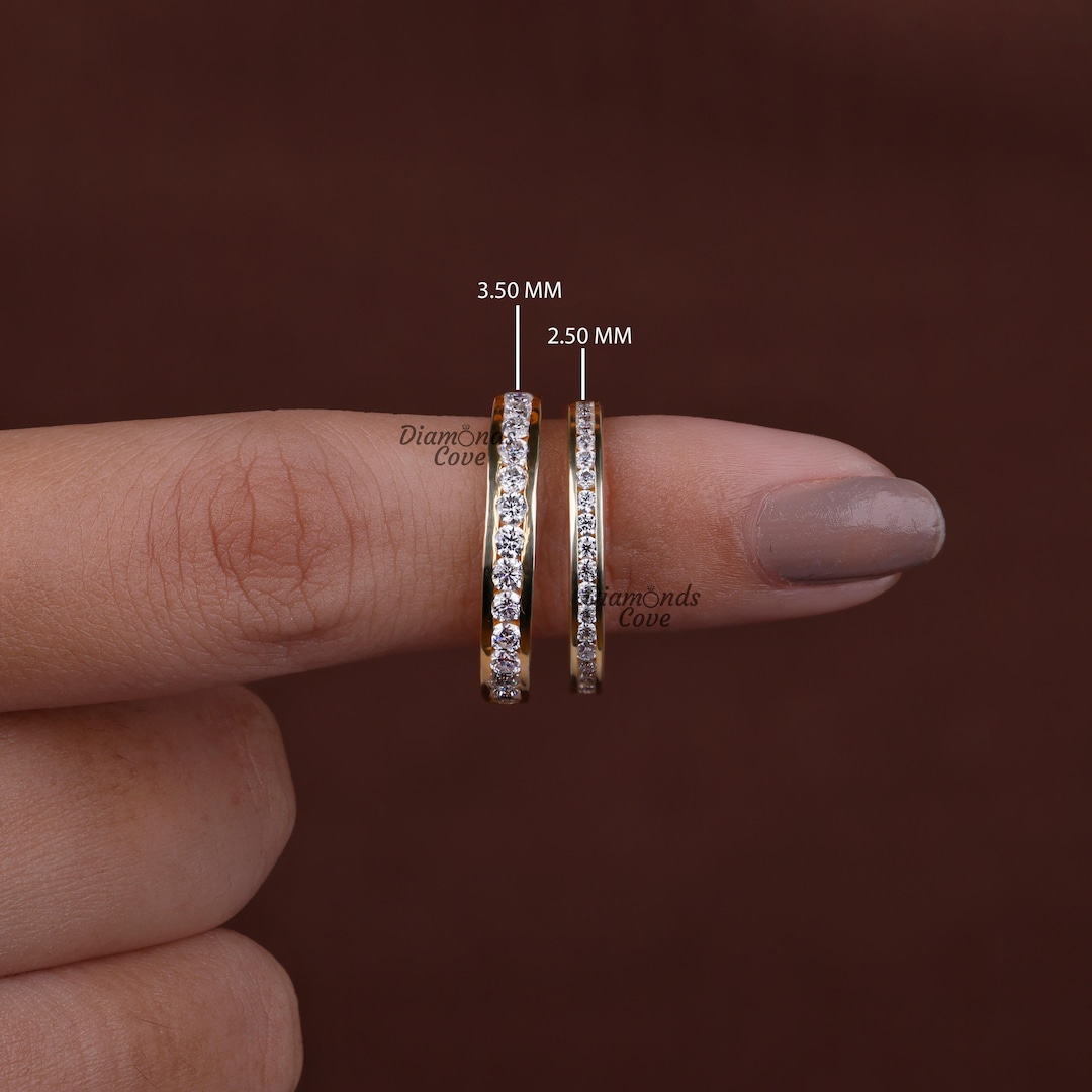 Round Cut Moissanite Channel Set Half Eternity Band 14K Gold Proposal ...
