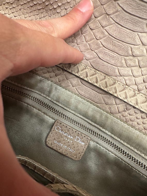 Vintage Christian Dior Python Saddle Clutch Bag, … - image 7