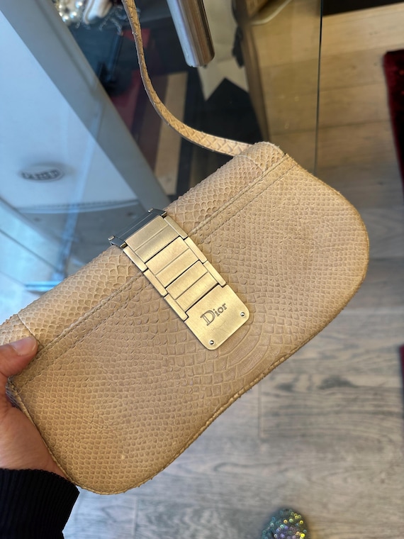 Vintage Christian Dior Python Saddle Clutch Bag, … - image 10