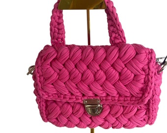 Hand made pink Crochet Bag