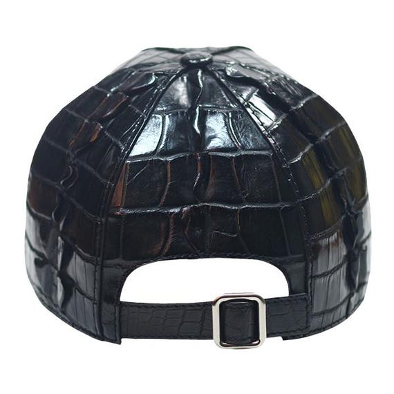 Handmade Crocodile Leather Baseball Cap: Exotic Black Adjustable