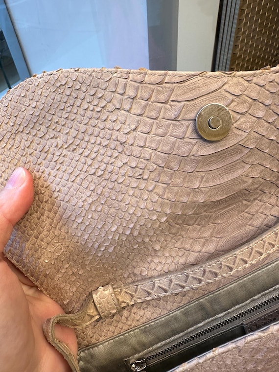 Vintage Christian Dior Python Saddle Clutch Bag, … - image 9