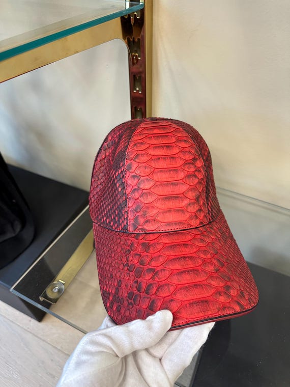 COPY - Women\'s Metallic Snake Skin Leather Baseball Cap FREE SHIPPING Men Women Genuine Pyth0n Leather Baseball Cap  main image 3