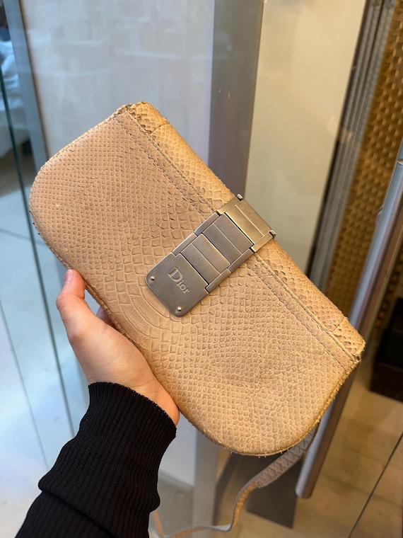 Vintage Christian Dior Python Saddle Clutch Bag, … - image 6