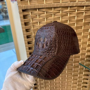 Handmade Crocodile Leather Baseball Cap: Adjustable Exotic Skin Hat