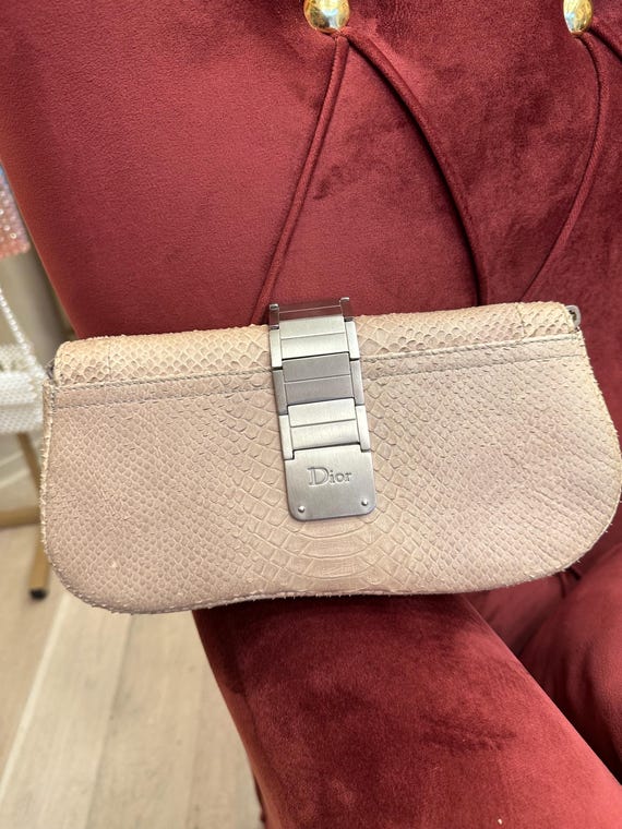 Vintage Christian Dior Python Saddle Clutch Bag, … - image 2