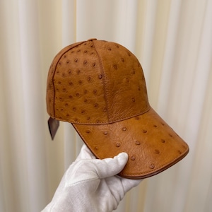 Cappellino da baseball in vera pelle di struzzo fatto a mano: cappello esotico regolabile
