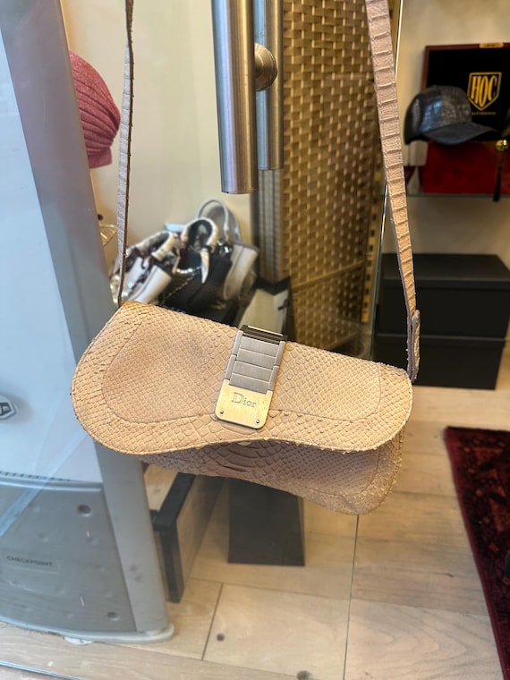 Vintage Christian Dior Python Saddle Clutch Bag, … - image 8