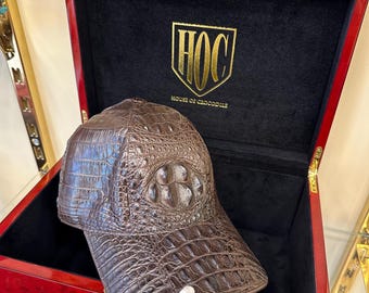 Handmade Crocodile Leather Baseball Cap: Adjustable Exotic Skin Hat