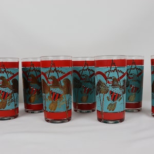 Vintage Cera Barware - E Pluribus Unum - SET OF 8 American Eagle Glasses