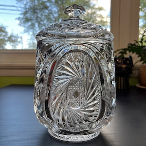 Turn of the Century Antique Mckee Bros Aztec Prescut Covered Biscuit Cookie Cracker Jar