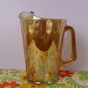 Vintage Jeannette Glass Co. Iridescent Marigold Water Pitcher Carnival 64oz. 15B