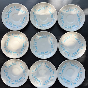 Vintage Royal China Blue Heaven Saucer Plates Set of 8 with 1 BONUS Bread plate